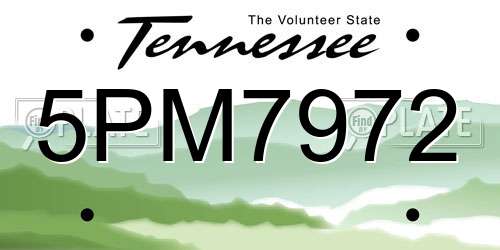 5PM7972 Tennessee License Plate