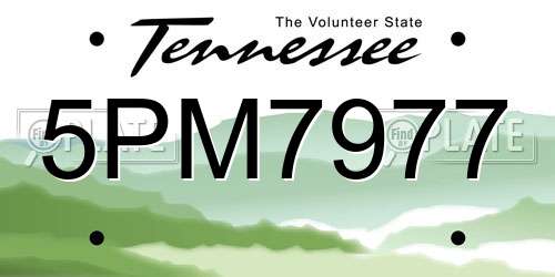 5PM7977 Tennessee License Plate