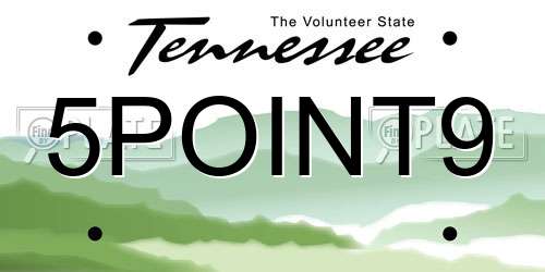 5POINT9 Tennessee License Plate