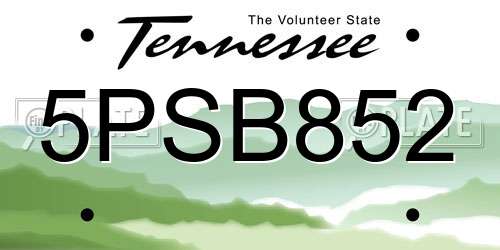 5PSB852 Tennessee License Plate