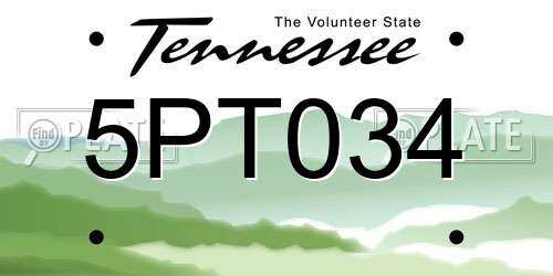 5PT034 Tennessee License Plate