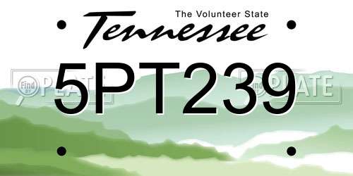 5PT239 Tennessee License Plate