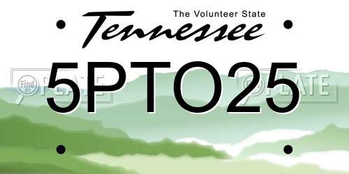 5PTO25 Tennessee License Plate