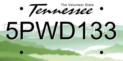 5PWD133 Tennessee License Plate