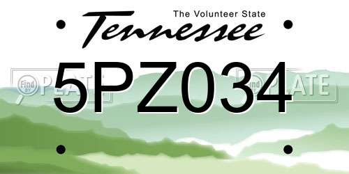 5PZ034 Tennessee License Plate