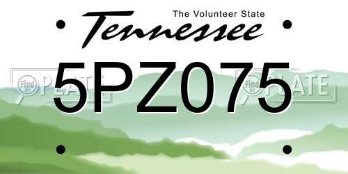 5PZ075 Tennessee License Plate