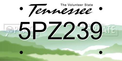5PZ239 Tennessee License Plate