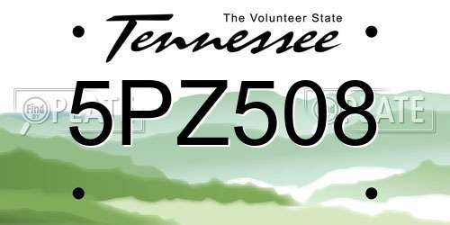5PZ508 Tennessee License Plate