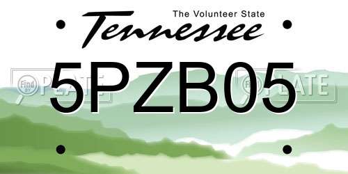 5PZB05 Tennessee License Plate
