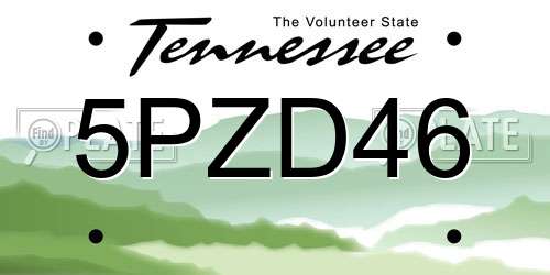 5PZD46 Tennessee License Plate