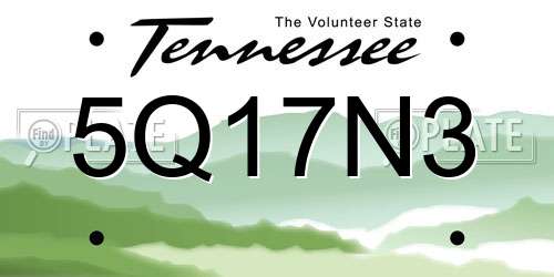 5Q17N3 Tennessee License Plate