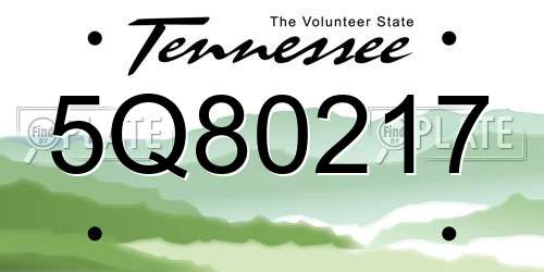 5Q80217 Tennessee License Plate