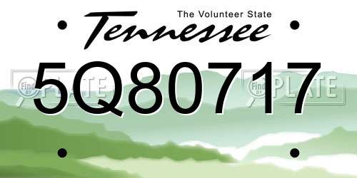 5Q80717 Tennessee License Plate