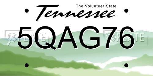5QAG76 Tennessee License Plate