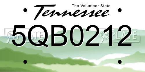 5QB0212 Tennessee License Plate