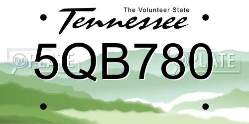 5QB780 Tennessee License Plate