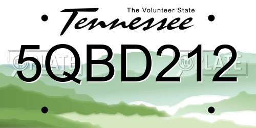 5QBD212 Tennessee License Plate