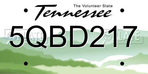 5QBD217 Tennessee License Plate
