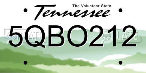 5QBO212 Tennessee License Plate