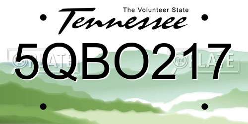 5QBO217 Tennessee License Plate
