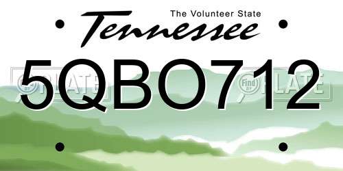 5QBO712 Tennessee License Plate