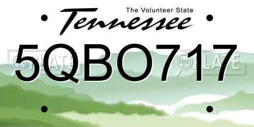 5QBO717 Tennessee License Plate
