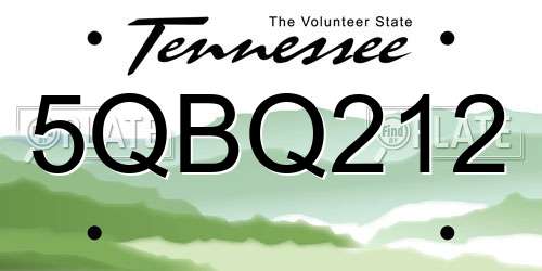 5QBQ212 Tennessee License Plate