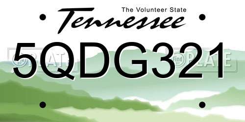 5QDG321 Tennessee License Plate