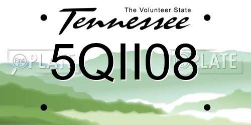 5QII08 Tennessee License Plate