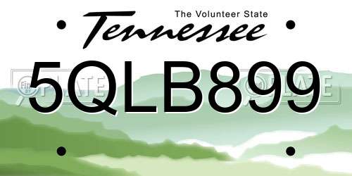 5QLB899 Tennessee License Plate