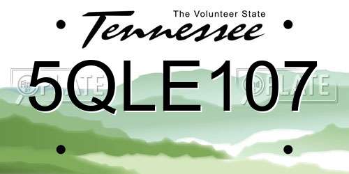 5QLE107 Tennessee License Plate