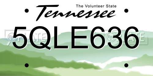 5QLE636 Tennessee License Plate