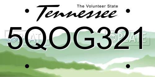 5QOG321 Tennessee License Plate