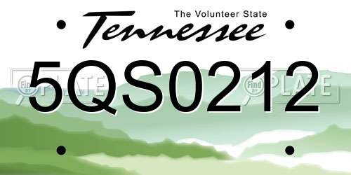 5QS0212 Tennessee License Plate