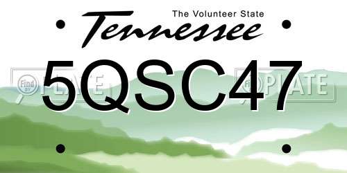 5QSC47 Tennessee License Plate