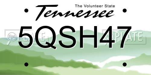 5QSH47 Tennessee License Plate