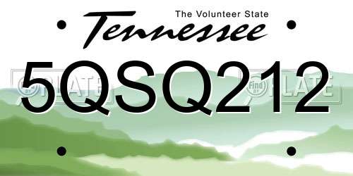 5QSQ212 Tennessee License Plate