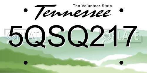 5QSQ217 Tennessee License Plate