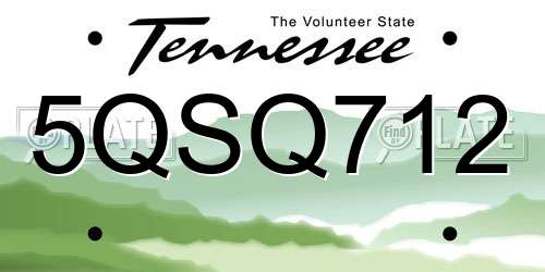 5QSQ712 Tennessee License Plate