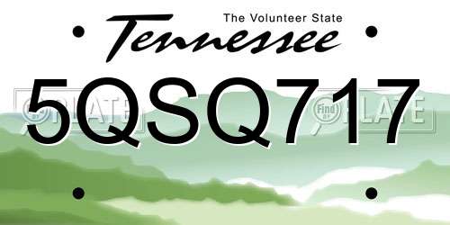 5QSQ717 Tennessee License Plate