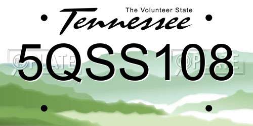 5QSS108 Tennessee License Plate