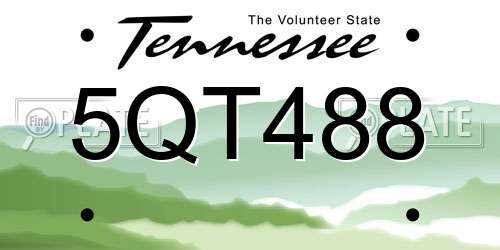 5QT488 Tennessee License Plate