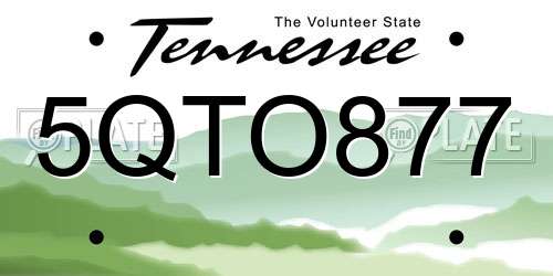 5QTO877 Tennessee License Plate