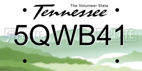 5QWB41 Tennessee License Plate