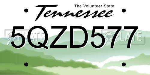 5QZD577 Tennessee License Plate