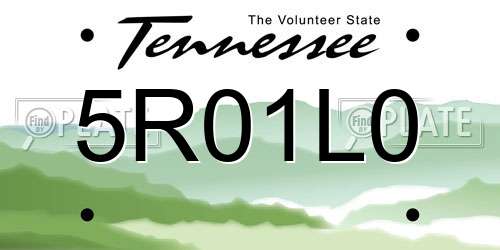 5R01L0 Tennessee License Plate