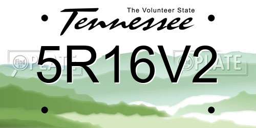 5R16V2 Tennessee License Plate