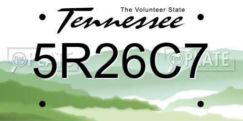 5R26C7 Tennessee License Plate