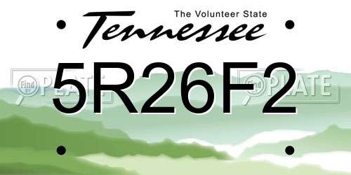 5R26F2 Tennessee License Plate