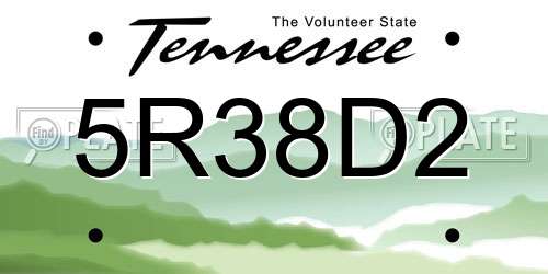 5R38D2 Tennessee License Plate